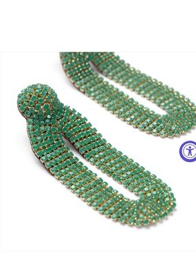 New Deepa Gurnani Anthropologie Green Glass Beaded Bianca Drop Earrings